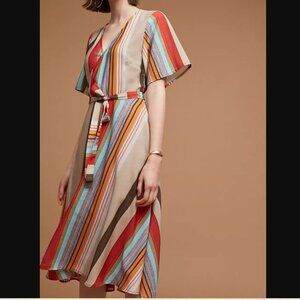 Anthropologie Porridge Lana Wrap Dress Striped Size S